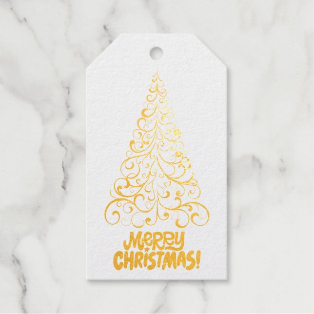 Weihnachtsbaum | Frohe Weihnachten | anpassbar Geschenkanhänger (Vorderseite)