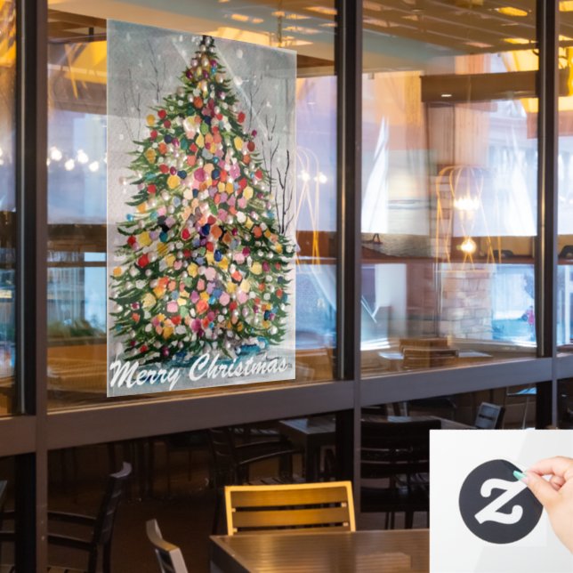 Weihnachtsbaum - frohe Weihnachten Fensteraufkleber (Restaurantfenster)