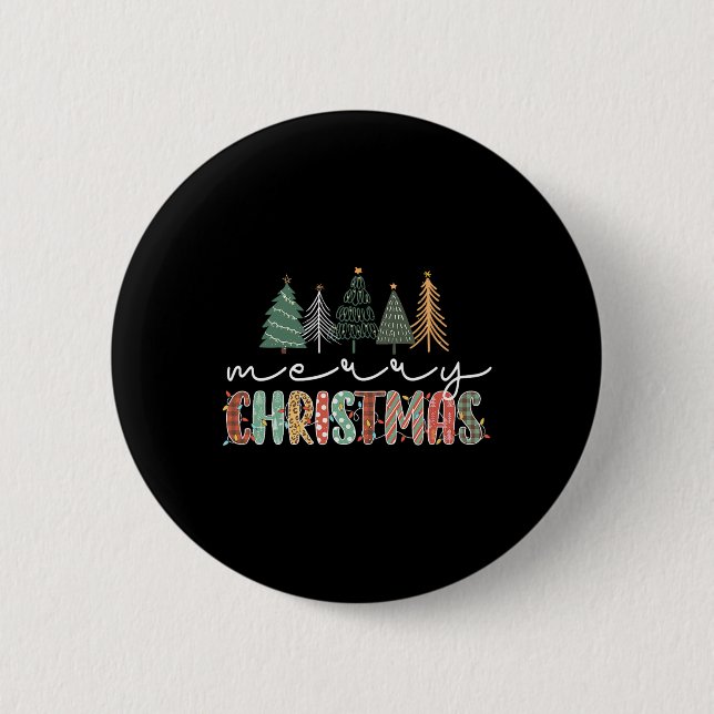 Weihnachtsbaum frohe Weihnachten für Mädchen Button (Vorderseite)