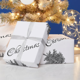 Weihnachtsbaum Frohe Weihnachten Schwarz-weiß Geschenkpapier