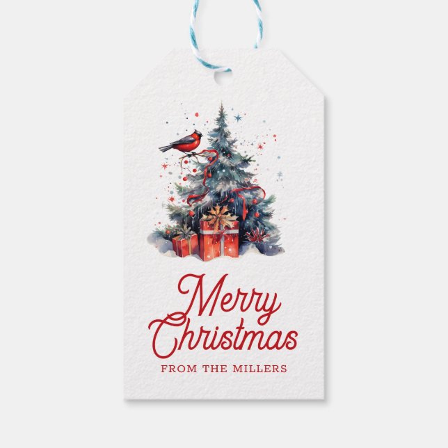 Weihnachtsbaum Frohe WeihnachtsRetro Typografie Geschenkanhänger (Rückseite)