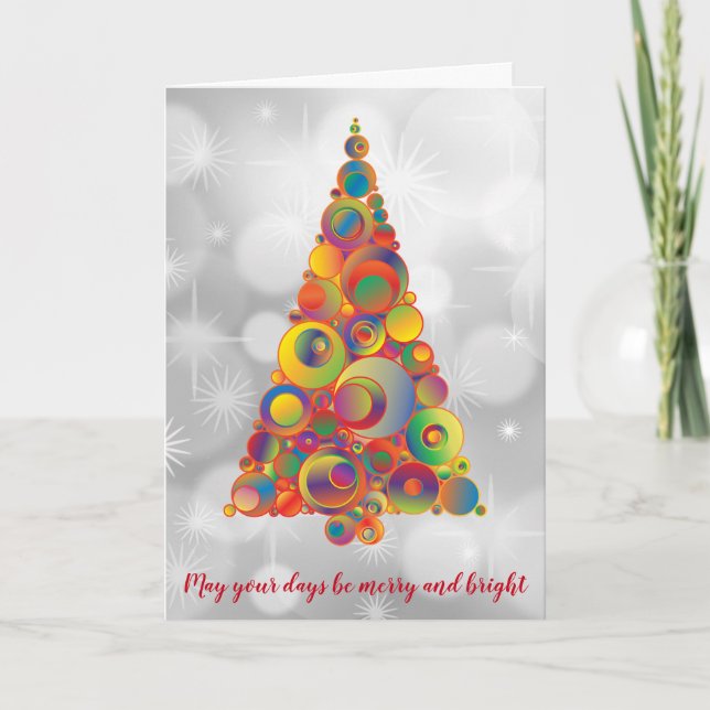 Weihnachtsbaum Funky Retro Bright Bright Colorful  Karte (Vorderseite)