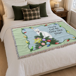 Weihnachtsbaum Funny White Cat Decke