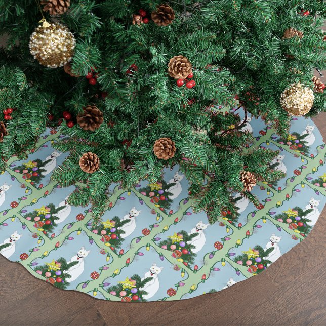 Weihnachtsbaum Funny White Cat Polyester Weihnachtsbaumdecke (Von Creator hochgeladen)
