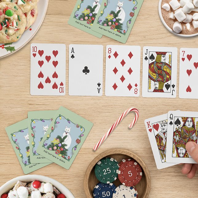Weihnachtsbaum Funny White Cat Spielkarten (Von Creator hochgeladen)