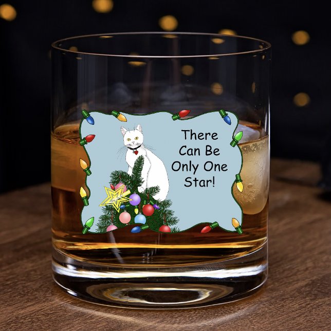 Weihnachtsbaum Funny White Cat Whiskyglas (Von Creator hochgeladen)