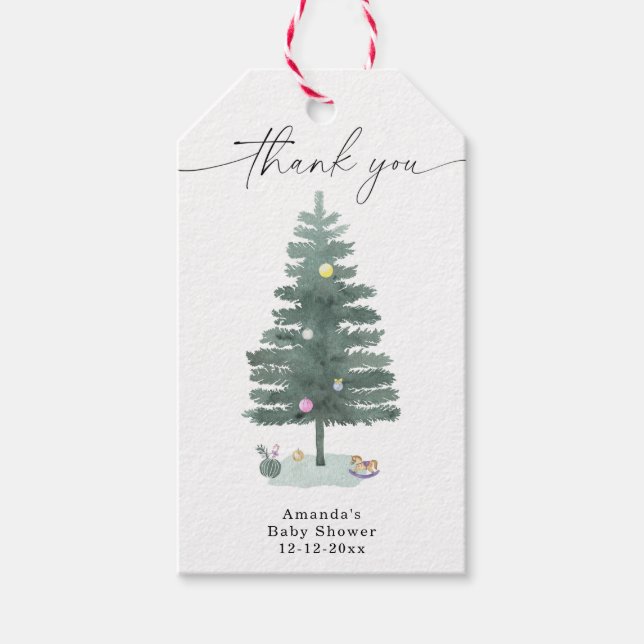 Weihnachtsbaum für Aquarellen - vielen Dank Geschenkanhänger (Vorderseite)