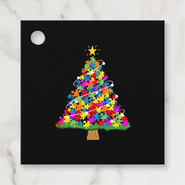 Weihnachtsbaum für Autismus Geschenkanhänger (Vorderseite)