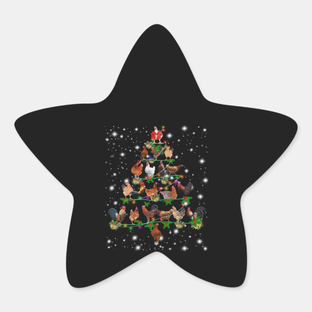 Weihnachtsbaum für Hühner, bedeckt durch Blitzlich Stern-Aufkleber (Vorderseite)