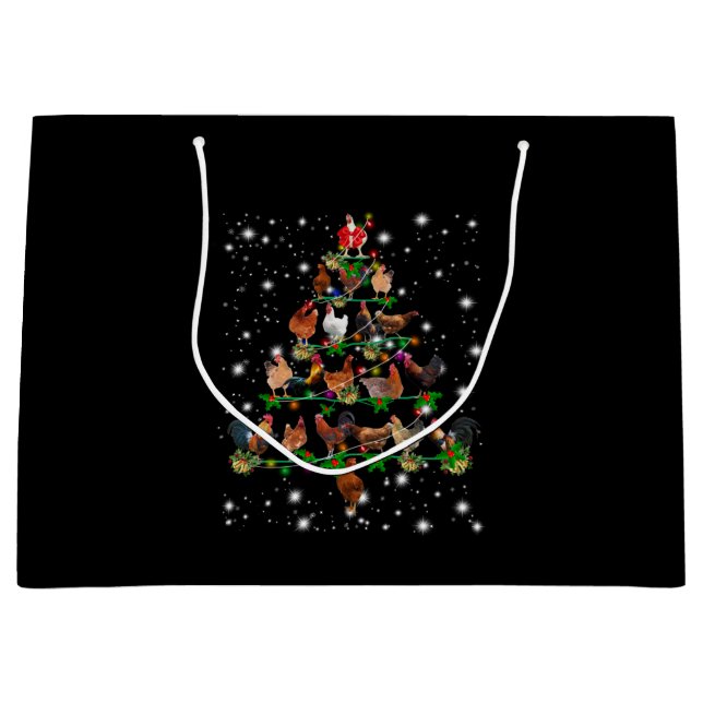Weihnachtsbaum für Hühner, gedeckt durch Blitzlich Große Geschenktüte (Vorderseite)