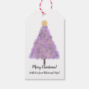 Weihnachtsbaum für lila Glitzer Geschenkanhänger