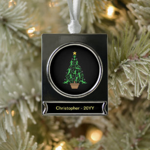 Weihnachtsbaum für Männer Banner-Ornament Silber