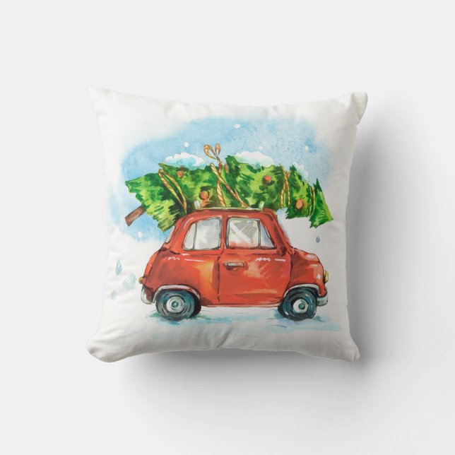 Weihnachtsbaum für Wasserfarben im Auto Kissen (Vorderseite)