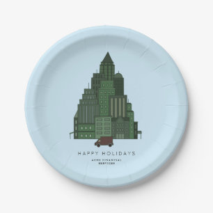 Weihnachtsbaum-Gebäude Business/Unternehmen Pappteller