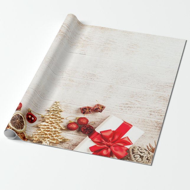 Weihnachtsbaum,gegenwärtige HolzstrukturUrlaub Geschenkpapier (Ungerollt)
