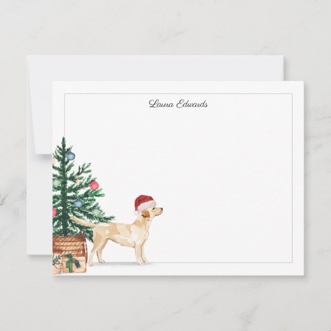 Weihnachtsbaum Gelber Labrador Retriever Urlaub Mitteilungskarte (Vorderseite)
