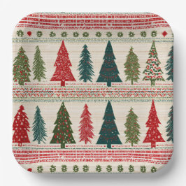 Weihnachtsbaum Gemustert Pappteller