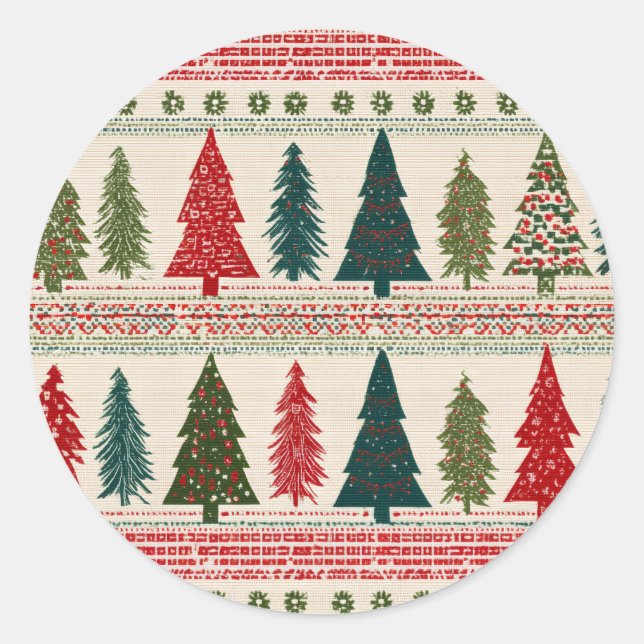 Weihnachtsbaum Gemustert Runder Aufkleber (Vorderseite)