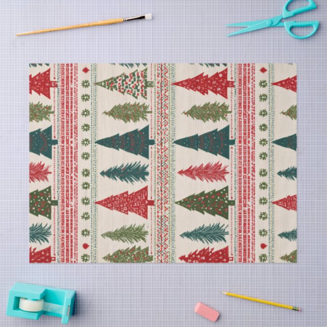 Weihnachtsbaum Gemustert Seidenpapier (Basteln)