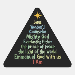 Weihnachtsbaum Geschenk Glaube Christlicher Feiert Dreieckiger Aufkleber