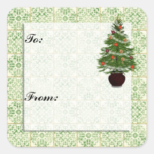 Weihnachtsbaum-Geschenk-Umbau-Aufkleber Quadratischer Aufkleber