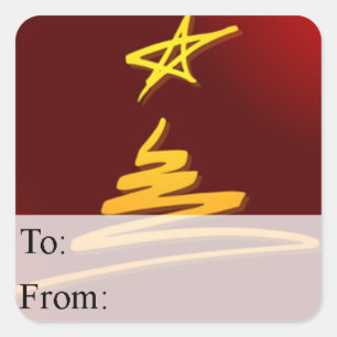 Weihnachtsbaum-Geschenkanhänger im Stil der modern Quadratischer Aufkleber