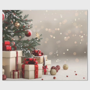 Weihnachtsbaum-Geschenke-Bokeh Geschenkpapier