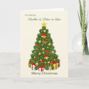 Weihnachtsbaum, Geschenke, Bruder und Schwestern Feiertagskarte