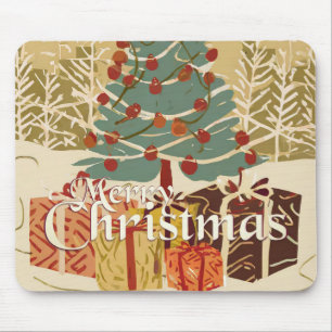 Weihnachtsbaum-Geschenke im Retro-Stil Mousepad
