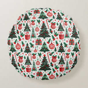 Weihnachtsbaum, Geschenke, Zuckerrohr Rundes Kissen