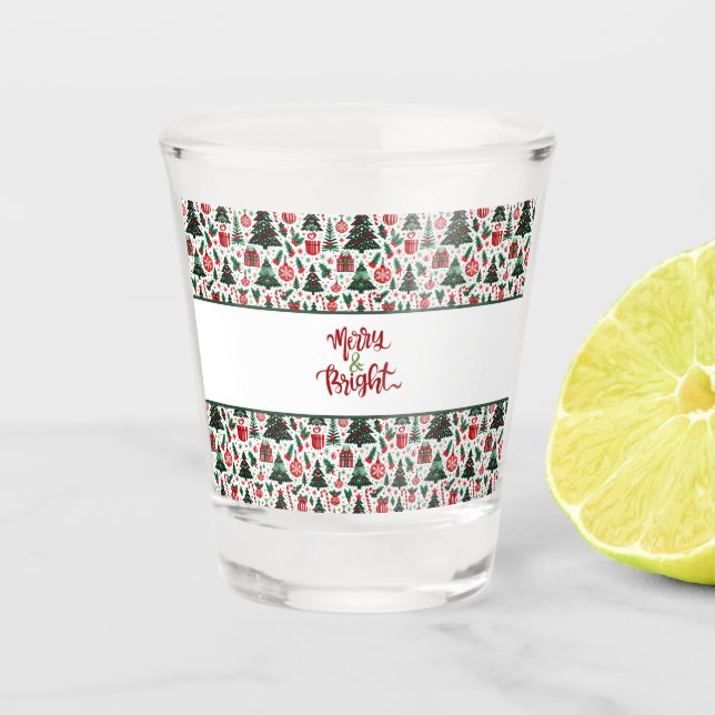 Weihnachtsbaum, Geschenke, Zuckerrohr Schnapsglas (Vorderseite)