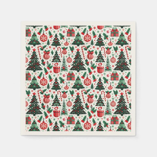 Weihnachtsbaum, Geschenke, Zuckerrohr Serviette (Vorderseite)