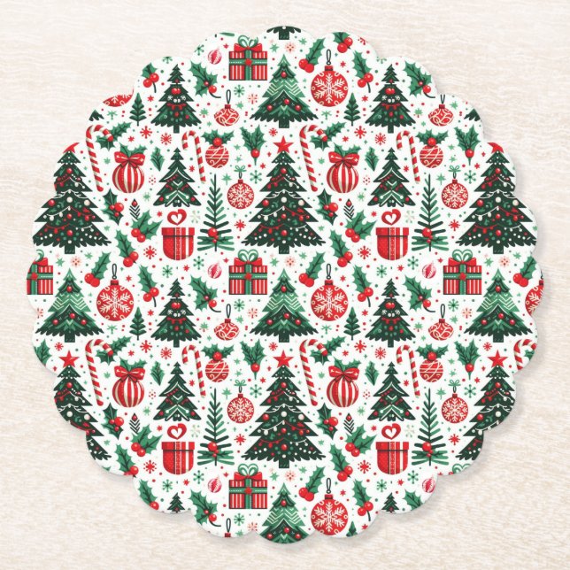 Weihnachtsbaum, Geschenke, Zuckerrohr Untersetzer (Vorderseite)