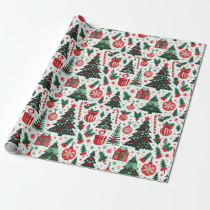 Weihnachtsbaum, Geschenke, Zuckerstange Geschenkpapier