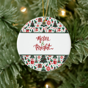 Weihnachtsbaum, Geschenke, Zuckerstange Keramik Ornament