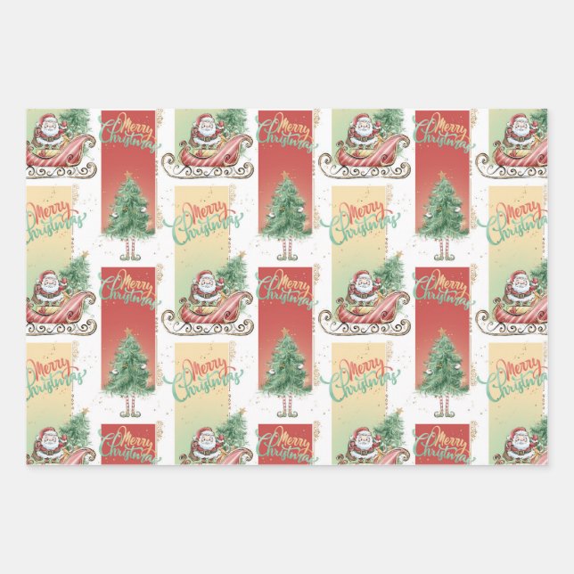 Weihnachtsbaum Geschenkpapier Set (Vorderseite)