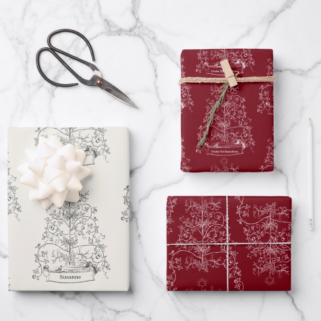 Weihnachtsbaum Geschenkpapier Set (Vorderseite)