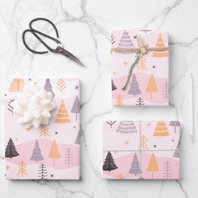 Weihnachtsbaum Geschenkpapier Set (Vorderseite)