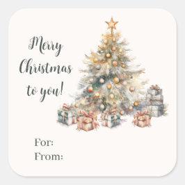 Weihnachtsbaum-Geschenksticker Quadratischer Aufkleber