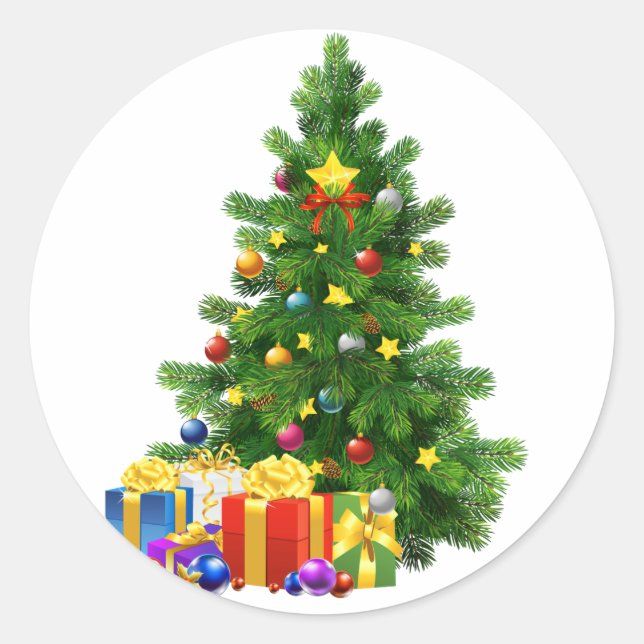 Weihnachtsbaum-Geschenksticker Runder Aufkleber (Vorderseite)