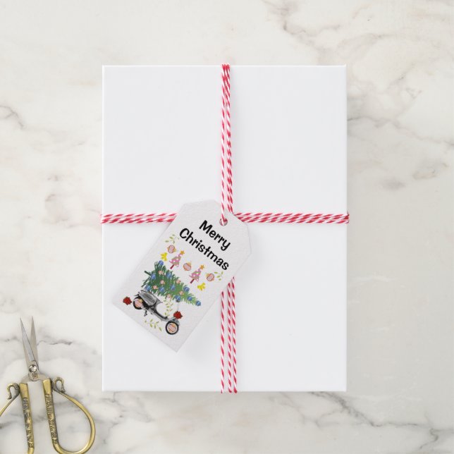 Weihnachtsbaum-Geschenktasten Geschenkanhänger (Mit Garn)