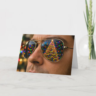 Weihnachtsbaum gespiegelt in Sonnenbrille Karte