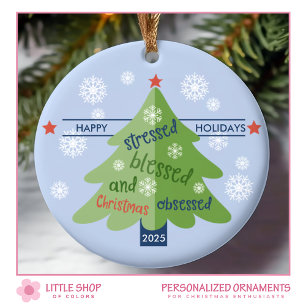 Weihnachtsbaum Gestresst Gesegnet Besessen Foto Keramik Ornament