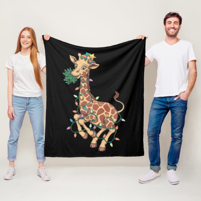 Weihnachtsbaum Giraffe Lover Geschenk Liebe Fleecedecke (Beispiel)