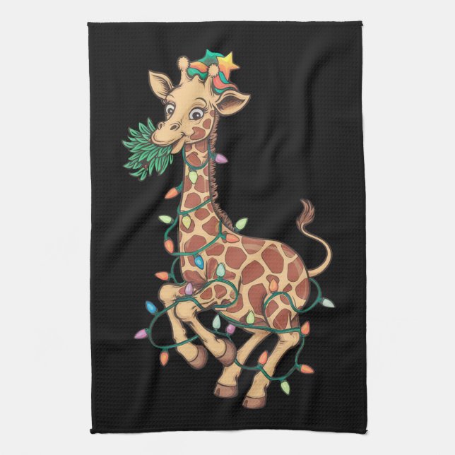 Weihnachtsbaum Giraffe Lover Geschenk Liebe Geschirrtuch (Vertikal)
