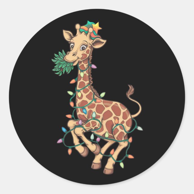 Weihnachtsbaum Giraffe Lover Geschenk Liebe Runder Aufkleber (Vorderseite)