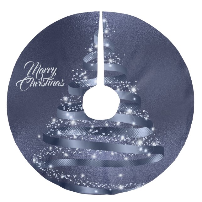 Weihnachtsbaum glänzendes blaues Band baum funkeln Polyester Weihnachtsbaumdecke (Vorderseite)