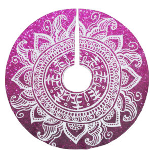 Weihnachtsbaum Glitzer Boho Chic Mandala Blume Polyester Weihnachtsbaumdecke