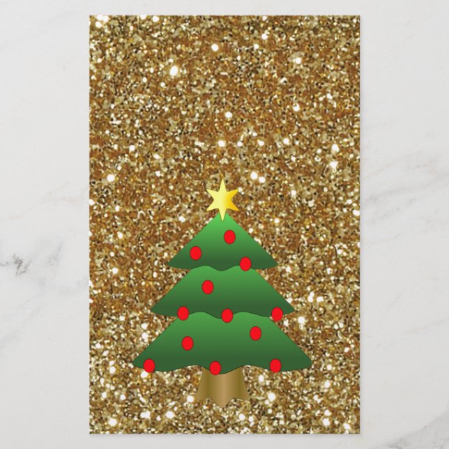 Weihnachtsbaum-Glitzer Briefpapier (Vorderseite)