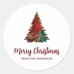 Weihnachtsbaum Glitzer Sparkle Runder Aufkleber